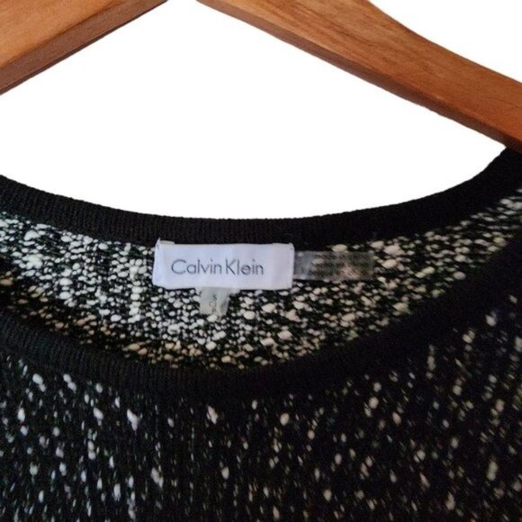 Calvin Klein Black & White Knit Sweater Tweed Color Block‎ size S Small - Picture 5 of 11